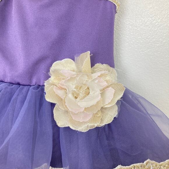 Weissman Purple Cream Lace Costume Dress Small Girls Figure Skating Dance Lace - Picture 4 of 16